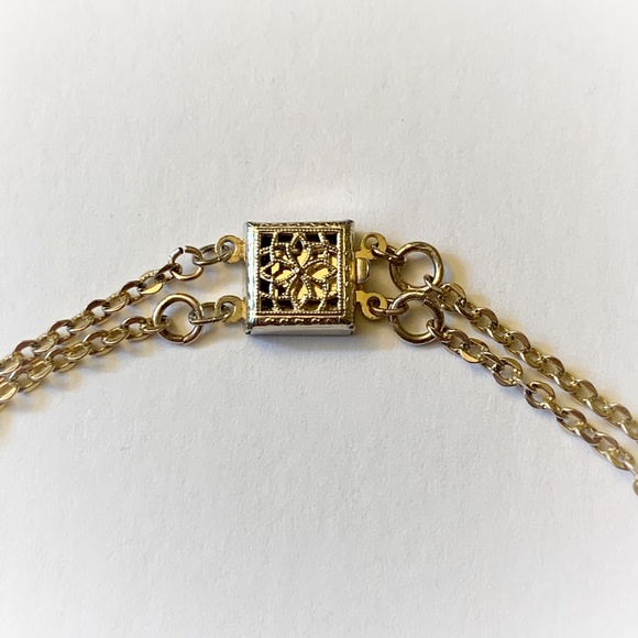 VTG Deco Style Gold Wash Sterling Black Bead Double Strand Necklace - Picture 6 of 15